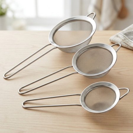 طقم مصافي شبك ناعم ستانلس ستيل حجم صغير